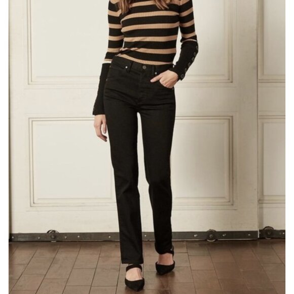 BOYISH Dempsey High Rise Jeans in La Strada Black - Size 24 - Picture 1 of 15